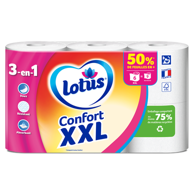 Papier toilette extrait de lotus aquatube 2 Plis LOTUS - 6 rouleaux