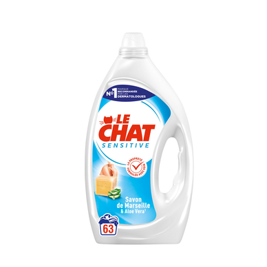 LE CHAT - Lessive liquide - Hypoallergénique - Savon de Marseille - 63lavages - 2.835 l