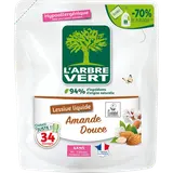 L'ARBRE VERT - Lessive liquide - Hypoallergénique - Amande douce - 34lavages - RECHARGE - 1.53 l