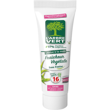 L'ARBRE VERT - Lessive liquide - Lavage à la main,Hypoallergénique - Fraicheur Végétale - 16 lavages - 250 ml