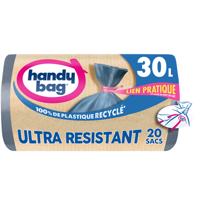 Sac poubelle lien ultra résistant 80% recyclés HANDY BAG 30L x20