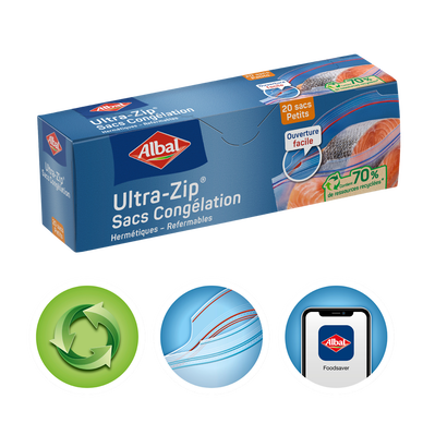 Sacs congélation ultra zip petit modèle 70% ressources recyclées ALBAL1L x20