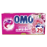 Lessive capsules 3 en 1 rose & lilas blanc OMO 29 lavages