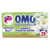 Lessive capsules 3 en 1 jasmin & fleur de coton OMO 29 lavages