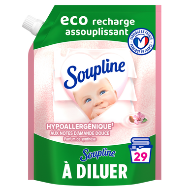 Adoucissant à diluer Hypoallergénique SOUPLINE, recharge doypack 600ml
