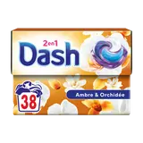 Lessive pods détergent 2in1 DASH ambre et orchidée 38 doses