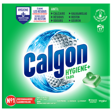 Nettoyant machine anti-calcaire hygiène+ CALGON, 17tabs, 221g
