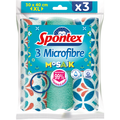 Lavette en microfibre mosaik SPONTEX, x3