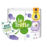 Papier toil.maxi feuil.dceur fl.de coton LE TREFLE 3P x4=6rlx