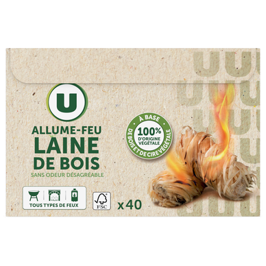 Allume-feu laine de bois, X40 rouleaux