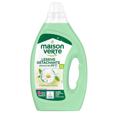MAISON VERTE - Lessive liquide - Fraicheur d'été - 33 lavages - 1.485l