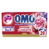 Lessive capsules 3 en 1 pivoine & violette  OMO 29 lavages