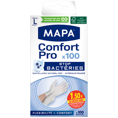Gants flexible&confort pro latex naturel Mapa taille L x 100