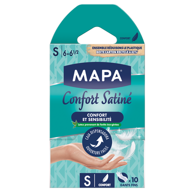 Gants fins latex douceur satinée Mapa taille S boîte x 10