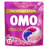 Lessive capsules absolu perles parfumées fleurs blanches OMO 22 lavages