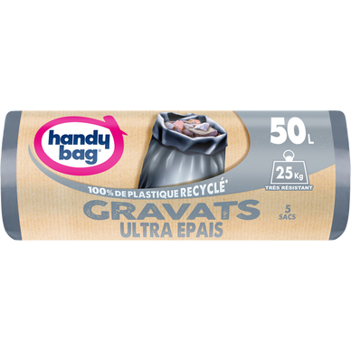 Sacs poubelle gravats 80% plastique recyclés HANDY BAG 50L x5