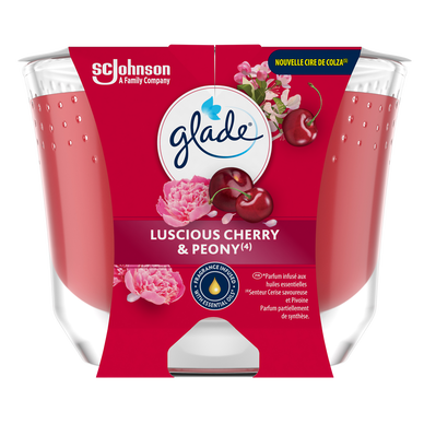Bougie parfum d'ambiance Luscious Cherry&Peony GLADE - 204g XL sans huile de palme