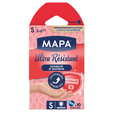 Gants fins latex haute résistance MAPA taille S boîte x 10