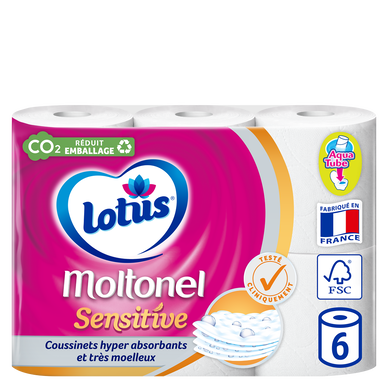 Papier toilette sensitive blanc Moltonel 5P x6 rouleaux
