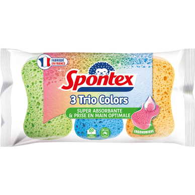 Éponges ergonomiques Trio Colors SPONTEX, x3