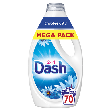 Lessive liquide DASH 2en1 envolée d'air frais 70 lavages 3.15L