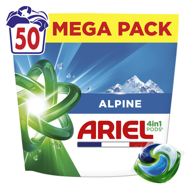 Lessive en capsules ARIEL 4en1 PODS alpine x50 lavages