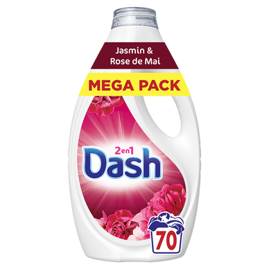 Lessive liquide DASH 2en1 jasmin & rose de mai 70 lavages 3.15L