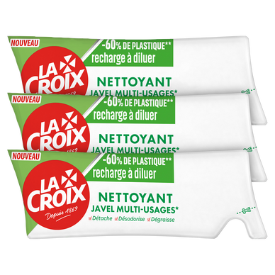 Eau de Javel LACROIX traditionnel multi-usage à diluer 3x250mL