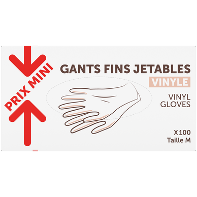 Gants vinyle taille m PXM boîte de 100