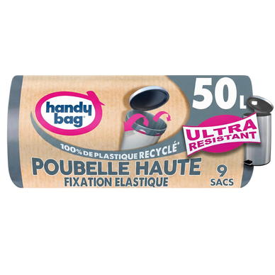 Sac poubelle haute fixation élastique HANDY BAG 50l x9