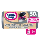 Sac poubelle haute fixation élastique HANDY BAG 50l x9