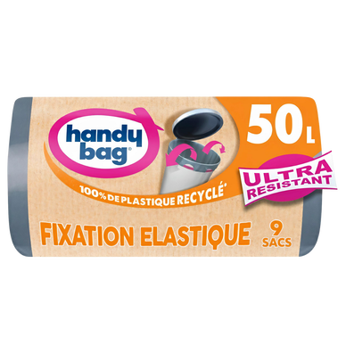 Sac poubelle fixation élastique HANDY BAG 50l x9