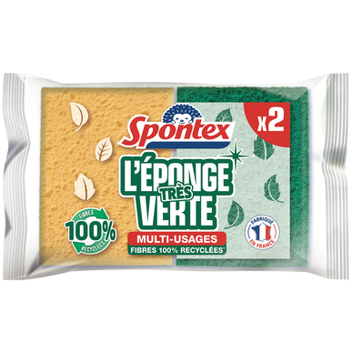 Gratte éponge en fibres recyclés vertes SPONTEX X2
