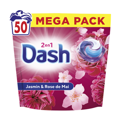Lessive Pods 2in1 DASH Jasmin et Rose de Mai 50 lavages