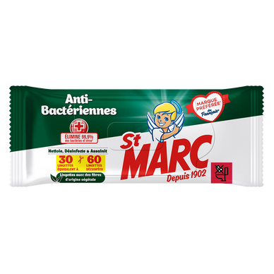 Lingettes compostable anti-bactériennes ST MARC x30