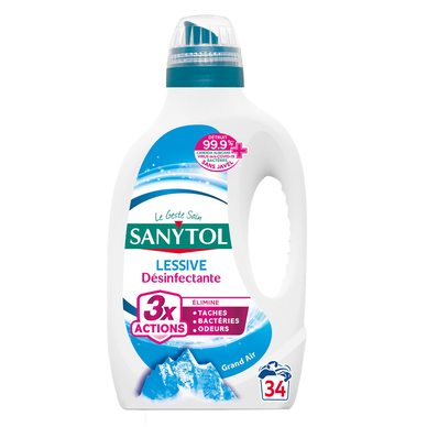 SANYTOL - Lessive liquide - Désinfectant - 3 en 1 - Grand Air - 34 lavages - 1.7 l