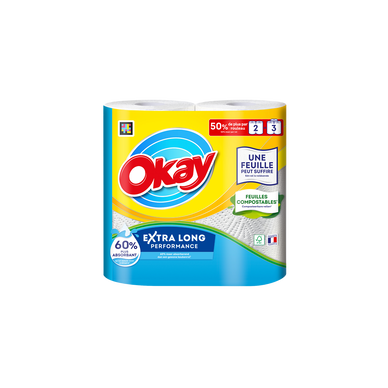 Essuie-tout blancs OKAY, 2 rouleaux XXL