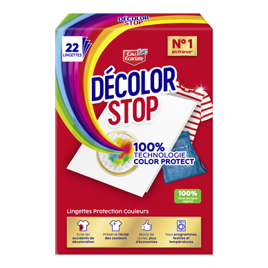 Lingette anti-décoloration DECOLOR STOP max protect EAU ECARLATE x22 lingettes