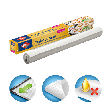 Papier alimentaire cuisson ALBAL, rouleau de 8 mètres