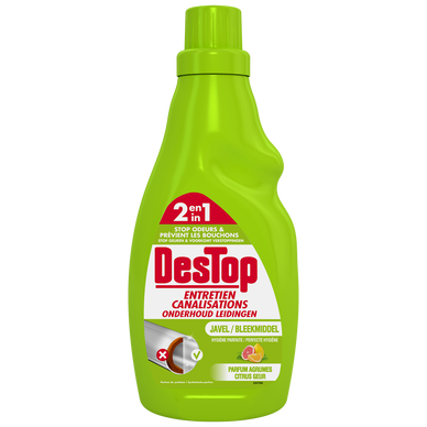 Gel d'entretien pour canalisations avec javel 2 en 1 DESTOP, 750ml