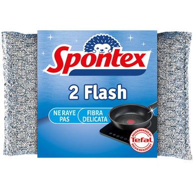 Éponge grattante à vaisselle non rayante Flash SPONTEX, 2 unités