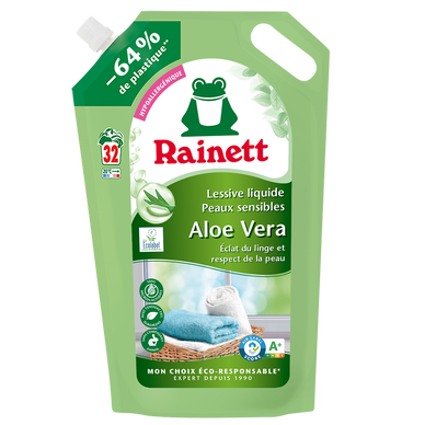 RAINETT - Lessive liquide - Hypoallergénique - Aloe Vera - 32 lavages- 1.6 l