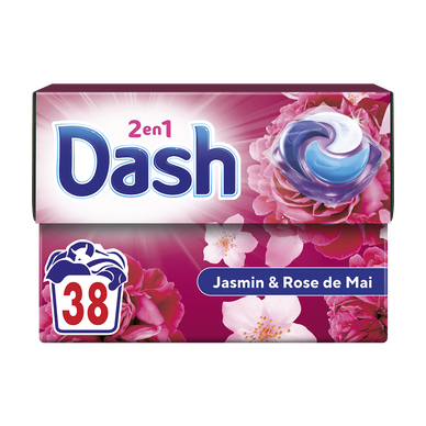 Lessive pods détergent 2in1 DASH jamsin et rose 38 doses