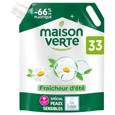 MAISON VERTE - Lessive liquide - Fraicheur d'été - 33 lavages - 1.485l