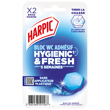 Bloc WC Hygienic & Fresh Brise Marine HARPIC x2