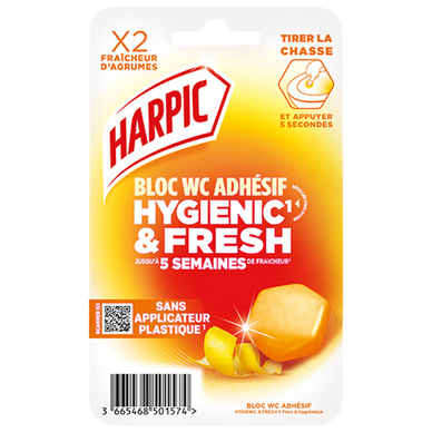 Bloc WC Hygienic & Fresh fraîcheur d'agrumes HARPIC x2