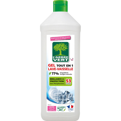 Gel Lave Vaisselle Tout En Un Brillance et protection L'ARBRE VERT,901 ml