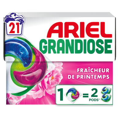 Lessive en capsule ARIEL Grandiose fraîcheur de printemps 21 lavages 762g