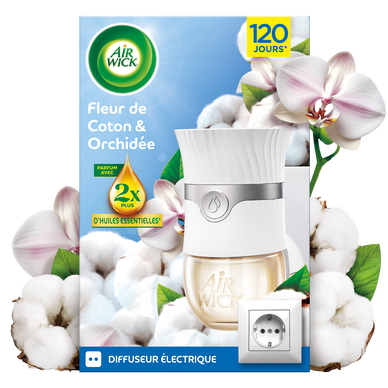 Désodorisant Diffuseur électrique AIR WICK fleur de coton & orchidée