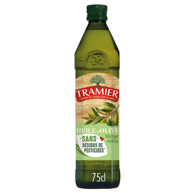 Huile d'Olive Vierge Extra Sans Résidus de Pesticides TRAMIER, 75cl -Tunisie -